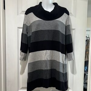 Striped Black and Gray Women's Sweater